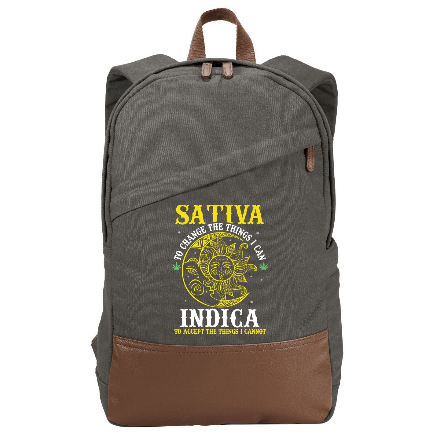 Cannabis Weed Fun Sativa To Change The Things I Can Indica Cotton Canvas Backpack
