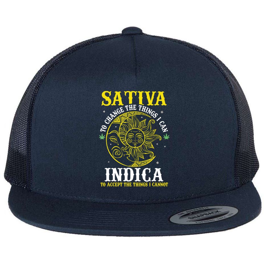 Cannabis Weed Fun Sativa To Change The Things I Can Indica Flat Bill Trucker Hat