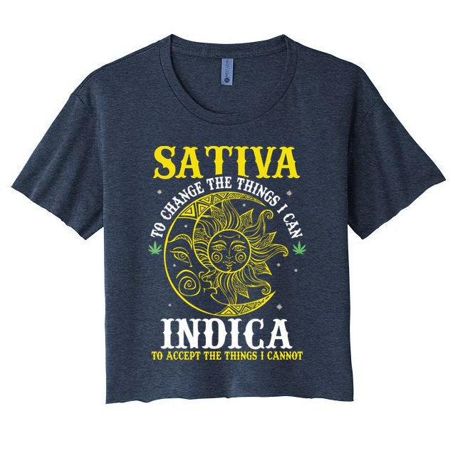 Cannabis Weed Fun Sativa To Change The Things I Can Indica Women's Crop Top Tee