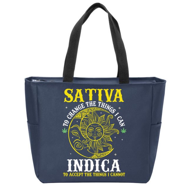 Cannabis Weed Fun Sativa To Change The Things I Can Indica Zip Tote Bag