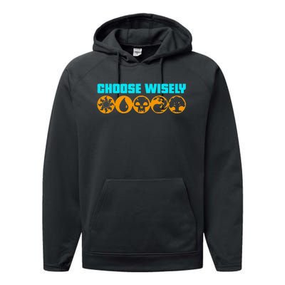 Choose Wisely Gamer M.A.N.A Symbols Gathering Magic Performance Fleece Hoodie