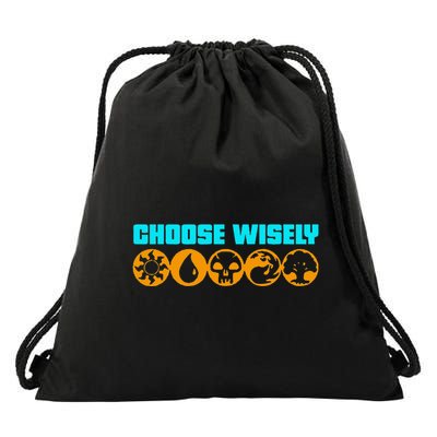 Choose Wisely Gamer M.A.N.A Symbols Gathering Magic Drawstring Bag
