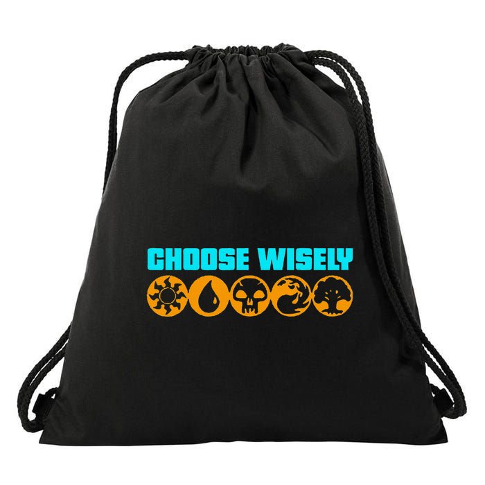 Choose Wisely Gamer M.A.N.A Symbols Gathering Magic Drawstring Bag