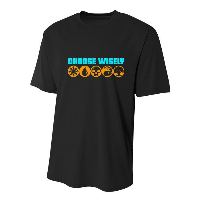 Choose Wisely Gamer M.A.N.A Symbols Gathering Magic Youth Performance Sprint T-Shirt