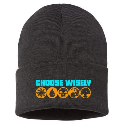 Choose Wisely Gamer M.A.N.A Symbols Gathering Magic Sustainable Knit Beanie