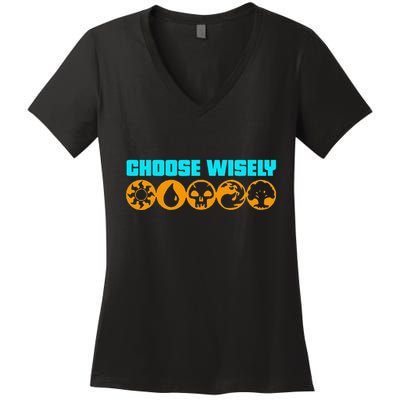 Choose Wisely Gamer M.A.N.A Symbols Gathering Magic Women's V-Neck T-Shirt