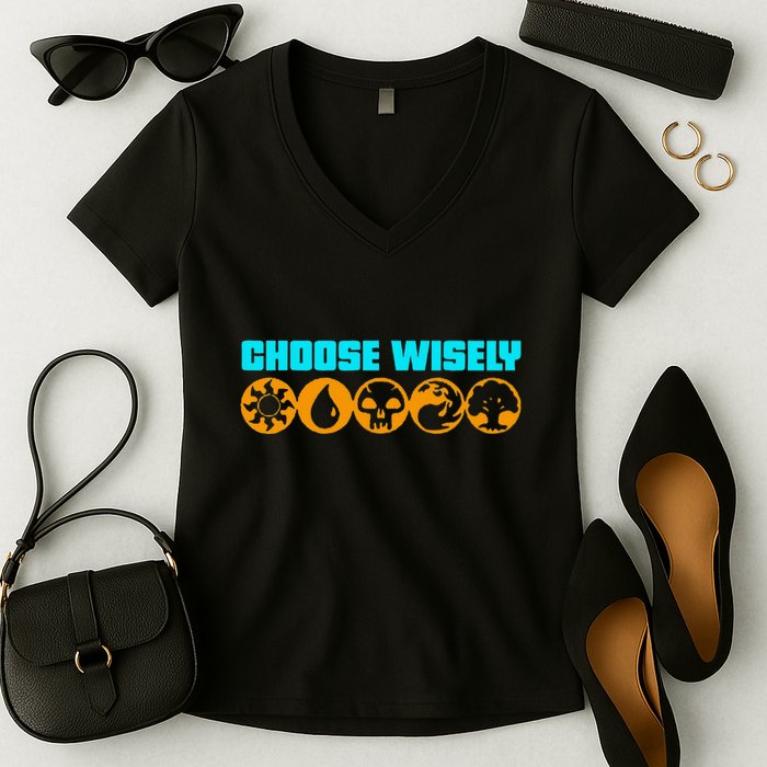 Choose Wisely Gamer M.A.N.A Symbols Gathering Magic Women's V-Neck T-Shirt