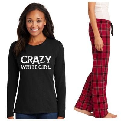 Crazy White Girl Funny Girl Saying Women's Long Sleeve Flannel Pajama Set 