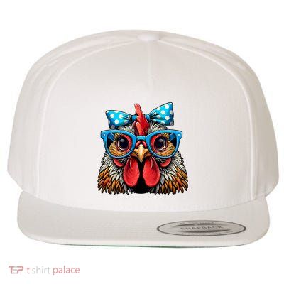 Chicken With Glasses And Bow Farm Girl Wool Snapback Cap