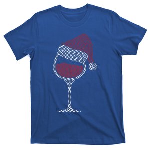 Christmas Wine Glass Gift Wine Glasses Santa Hat Funny Gift T-Shirt