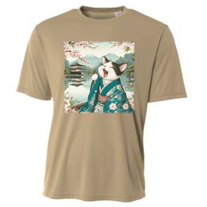 Cat Wave Graphicvintage Funny Japanese Art Anime Cooling Performance Crew T-Shirt