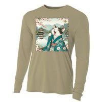 Cat Wave Graphicvintage Funny Japanese Art Anime Cooling Performance Long Sleeve Crew