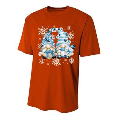 Cute Winter Gnome Gift Funny Snow Decor With Snowflakes Funny Gift Performance Sprint T-Shirt