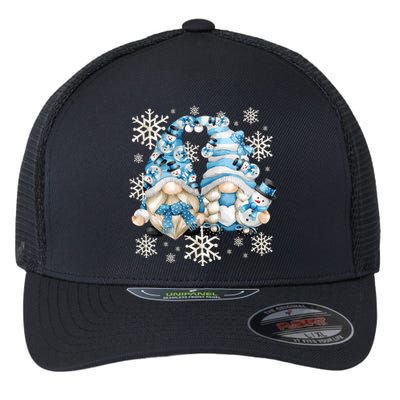 Cute Winter Gnome Gift Funny Snow Decor With Snowflakes Funny Gift Flexfit Unipanel Trucker Cap