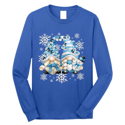 Cute Winter Gnome Gift Funny Snow Decor With Snowflakes Funny Gift Long Sleeve Shirt