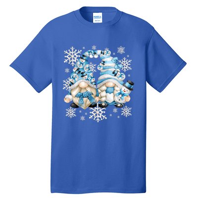 Cute Winter Gnome Gift Funny Snow Decor With Snowflakes Funny Gift Tall T-Shirt