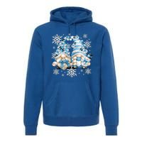 Cute Winter Gnome Gift Funny Snow Decor With Snowflakes Funny Gift Premium Hoodie