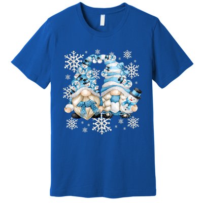 Cute Winter Gnome Gift Funny Snow Decor With Snowflakes Funny Gift Premium T-Shirt