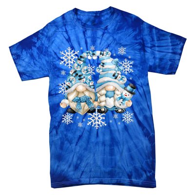 Cute Winter Gnome Gift Funny Snow Decor With Snowflakes Funny Gift Tie-Dye T-Shirt