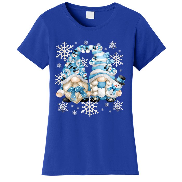 Cute Winter Gnome Gift Funny Snow Decor With Snowflakes Funny Gift Women's T-Shirt