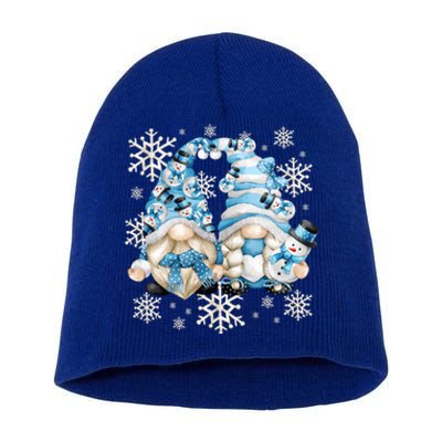 Cute Winter Gnome Gift Funny Snow Decor With Snowflakes Funny Gift Short Acrylic Beanie