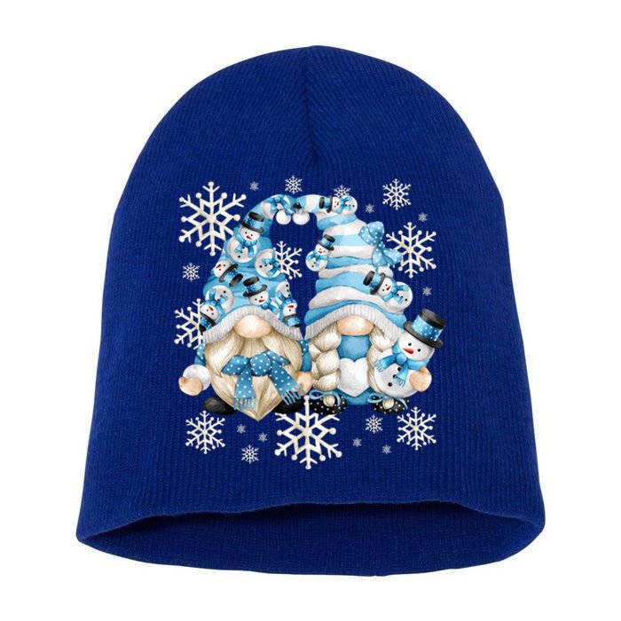 Cute Winter Gnome Gift Funny Snow Decor With Snowflakes Funny Gift Short Acrylic Beanie