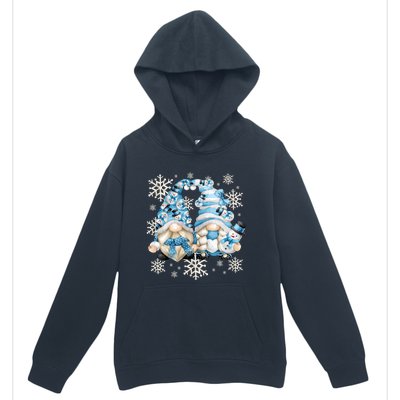 Cute Winter Gnome Gift Funny Snow Decor With Snowflakes Funny Gift Urban Pullover Hoodie