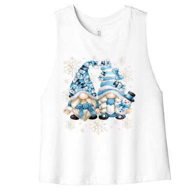 Cute Winter Gnome Gift Funny Snow Decor With Snowflakes Funny Gift Women's Racerback Cropped Tank