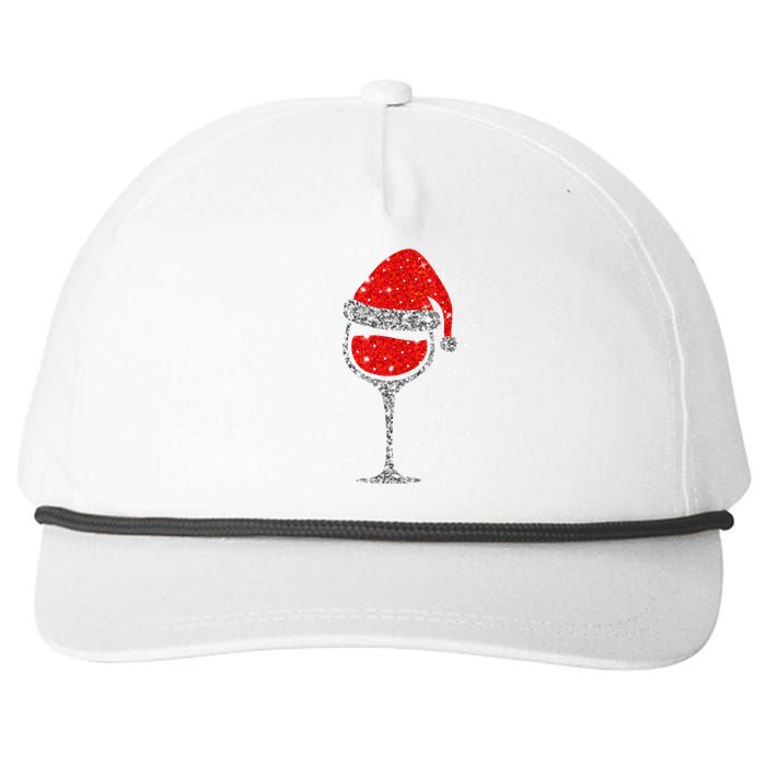 Christmas Wine Glass Snowflakes Santa Hat Red Wine Snapback Five-Panel Rope Hat