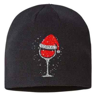 Christmas Wine Glass Snowflakes Santa Hat Red Wine Sustainable Beanie