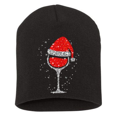 Christmas Wine Glass Snowflakes Santa Hat Red Wine Short Acrylic Beanie