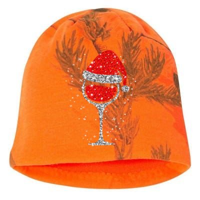 Christmas Wine Glass Snowflakes Santa Hat Red Wine Kati - Camo Knit Beanie