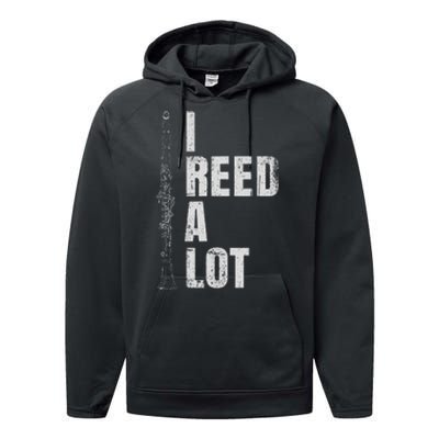 Clarinet Word Game I Reed A Lot Clarinet Player Performance Fleece Hoodie