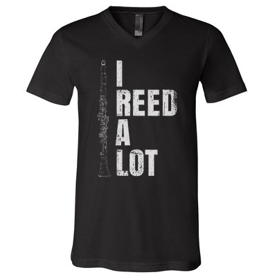 Clarinet Word Game I Reed A Lot Clarinet Player V-Neck T-Shirt