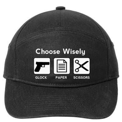 Choose Wisely Gun Paper Scissors 7-Panel Snapback Hat