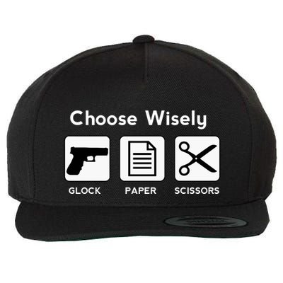 Choose Wisely Gun Paper Scissors Wool Snapback Cap