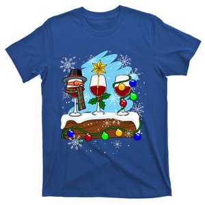 Christmas Wine Glasses Santa Snow Lights Mistletoe Star Gift T-Shirt