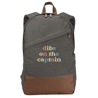 Captains Wife Gift Vintage Retro Dibs On The Captain Gift Cotton Canvas Backpack