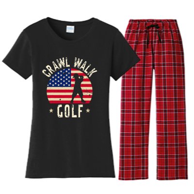 Crawl Walk Golf Club Feeling Buddy Gifts Funny Women's Flannel Pajama Set