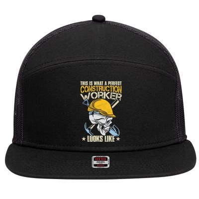 Construction Worker Gift 7 Panel Mesh Trucker Snapback Hat