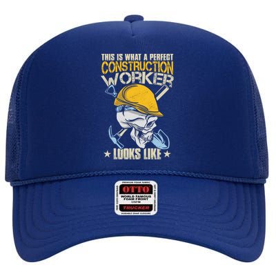 Construction Worker Gift High Crown Mesh Back Trucker Hat