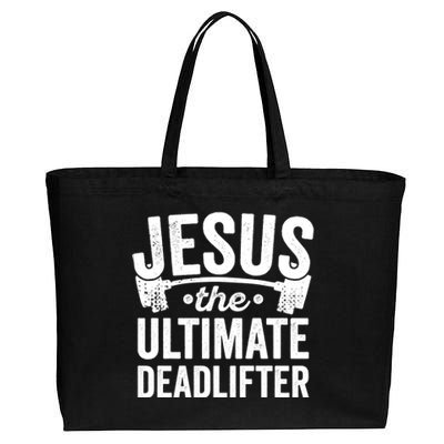 Christian Workout Gift Jesus Ultimate Deadlifter Cotton Canvas Jumbo Tote