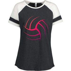 Cute White Graphic Art Volleyball Unique Meaningful Gift Enza Ladies Jersey Colorblock Tee