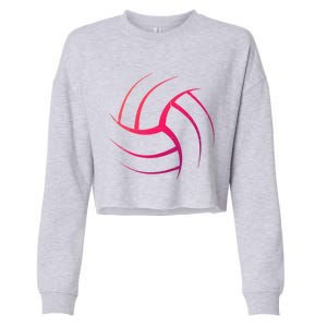 Cute White Graphic Art Volleyball Unique Meaningful Gift Cropped Pullover Crew