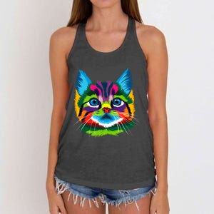 Cat Wo Graphic Teess Graphic Tee Cute Cat Women's Knotted Racerback Tank