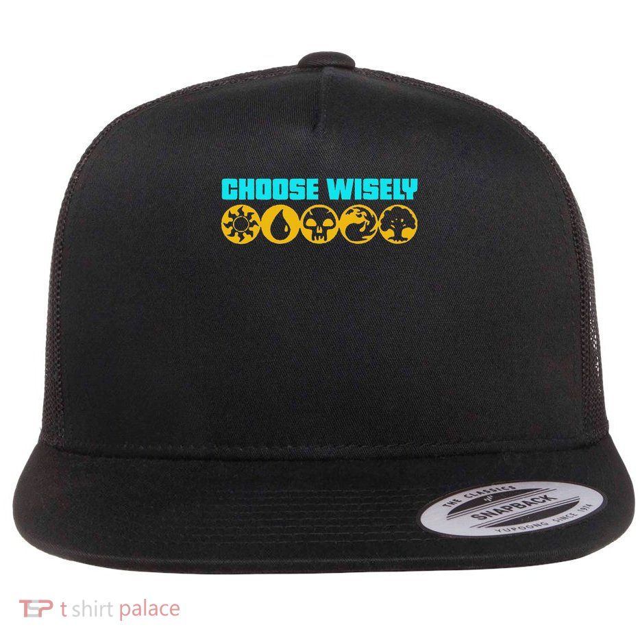 Choose Wisely Gamer Mana Symbols Gathering Magic Flat Bill Trucker Hat