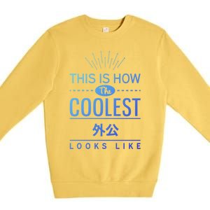 Coolest Wai Gong Chinese Grandpa Funny Gift From Grand Gift Premium Crewneck Sweatshirt