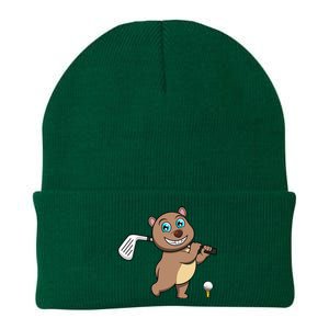 Cute Wombat Golf Player Hobby Sports Knit Cap Winter Beanie