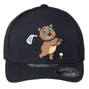 Cute Wombat Golf Player Hobby Sports Flexfit Unipanel Trucker Cap