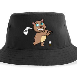 Cute Wombat Golf Player Hobby Sports Sustainable Bucket Hat